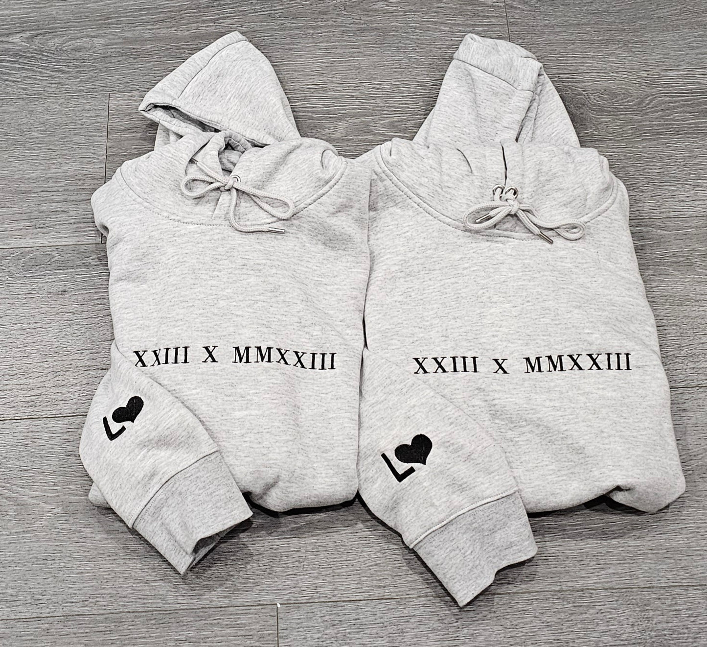 His & Hers Customised Embroidered Anniversary Date Hoodie.