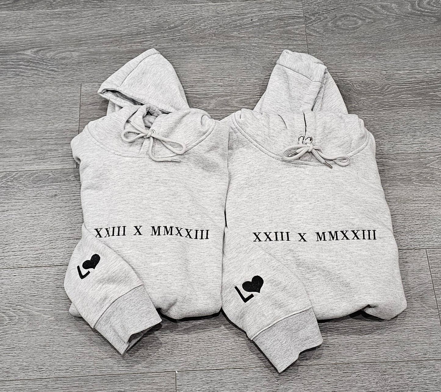 His & Hers Customised Embroidered Anniversary Date Hoodie.