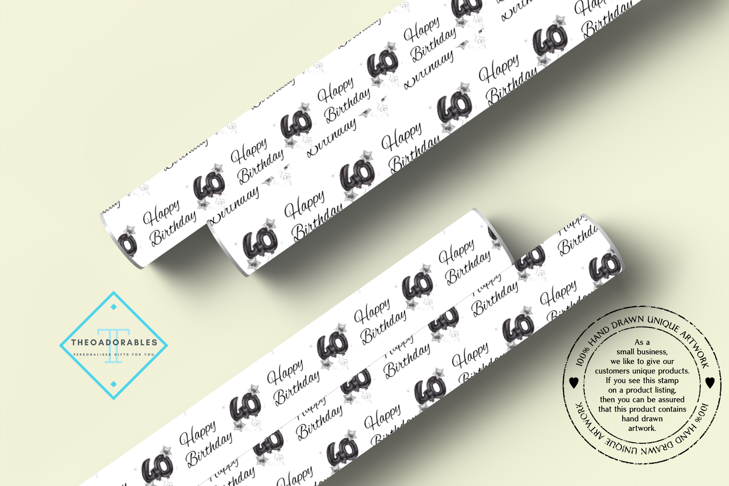 Black Balloon 40th Birthday Wrapping Paper