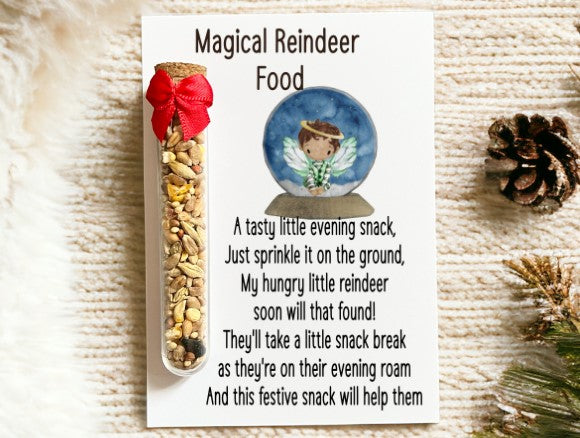 Magical Reindeer Food with Boy In Snow Globe - Blue