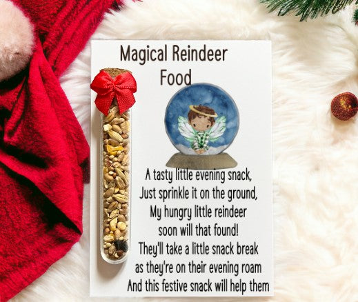 Magical Reindeer Food with Boy In Snow Globe - Blue