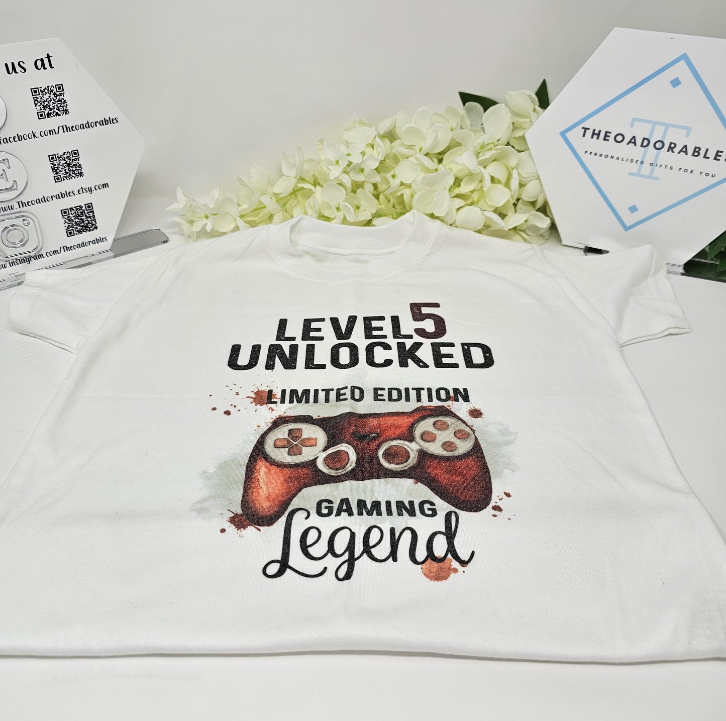 Level 5 Unlocked - Red Game Controller T-shirt Age 4- 5 Yrs