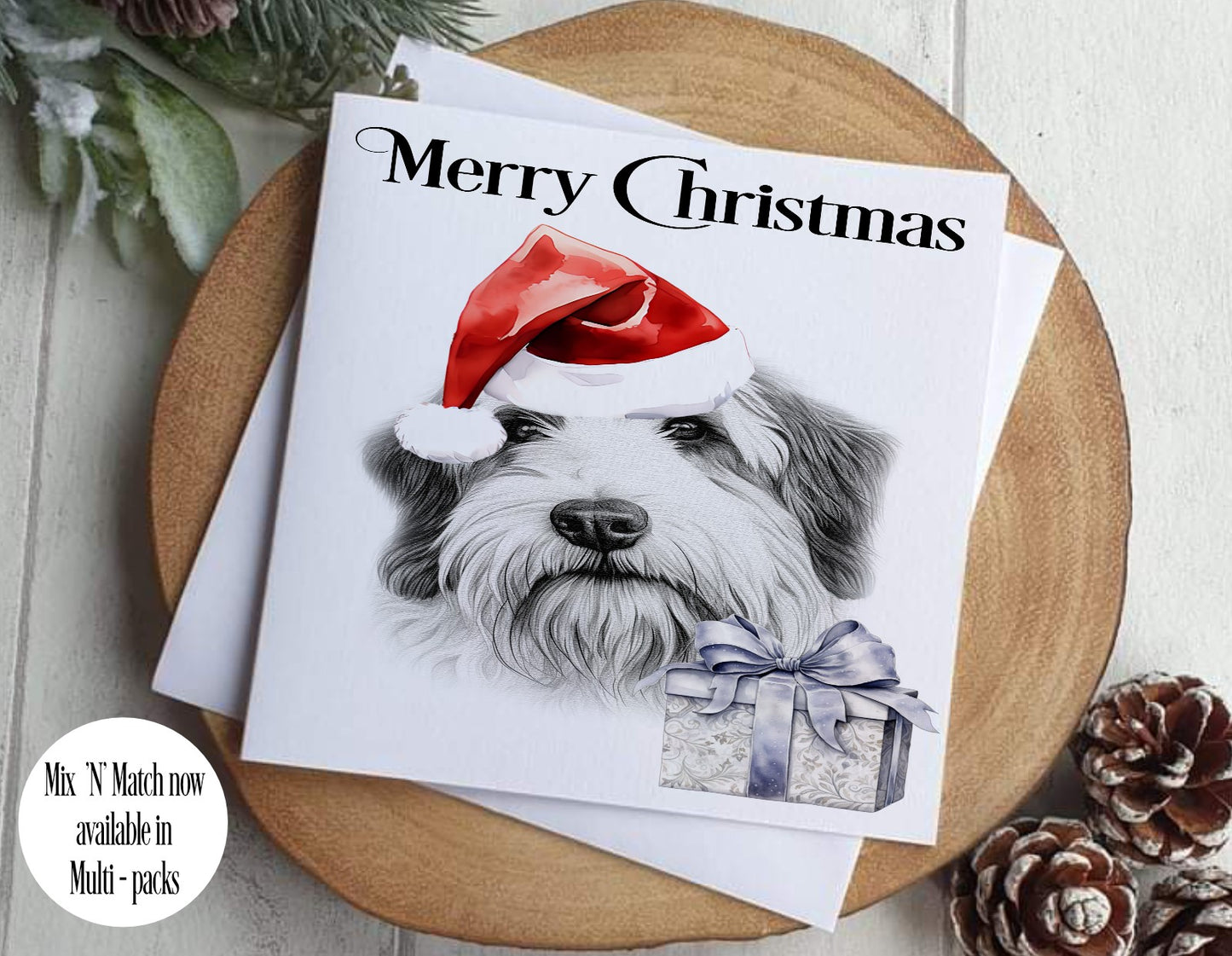 Old English Sheepdog Christmas Card