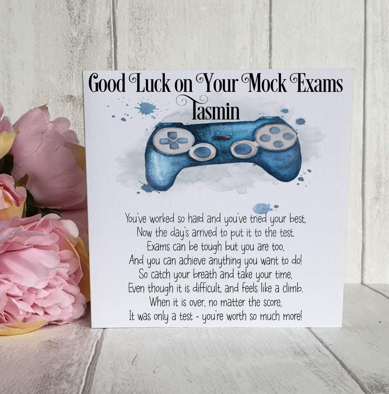 Good Luck GCSE Mock Exams with a Gaming Controller, Personalised Good Luck Card for GCSE/A-Level Mocks, Good Luck Exam Cards - Theoadorables