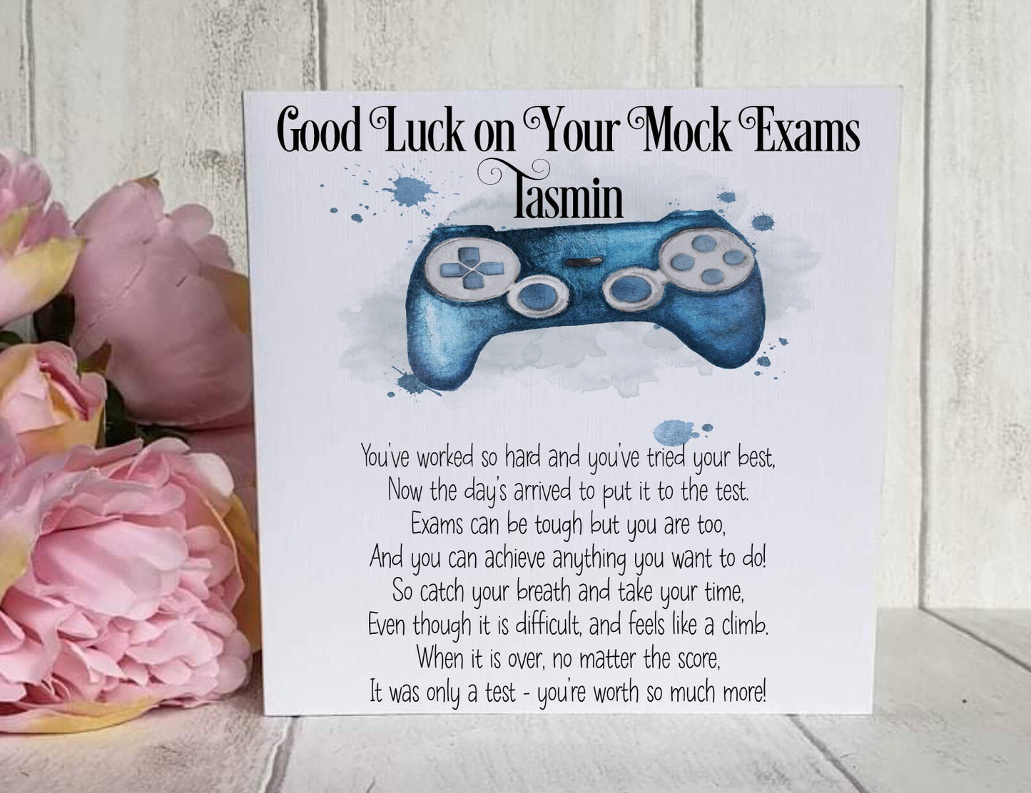 Good Luck GCSE Mock Exams with a Gaming Controller, Personalised Good Luck Card for GCSE/A-Level Mocks, Good Luck Exam Cards - Theoadorables