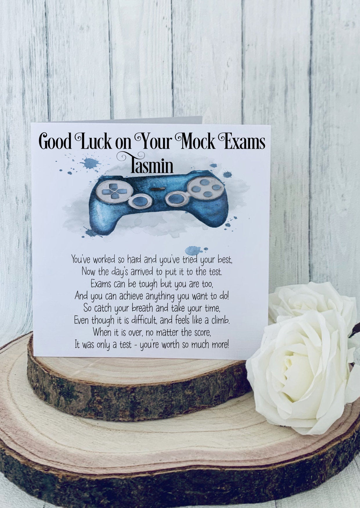 Good Luck GCSE Mock Exams with a Gaming Controller, Personalised Good Luck Card for GCSE/A-Level Mocks, Good Luck Exam Cards - Theoadorables