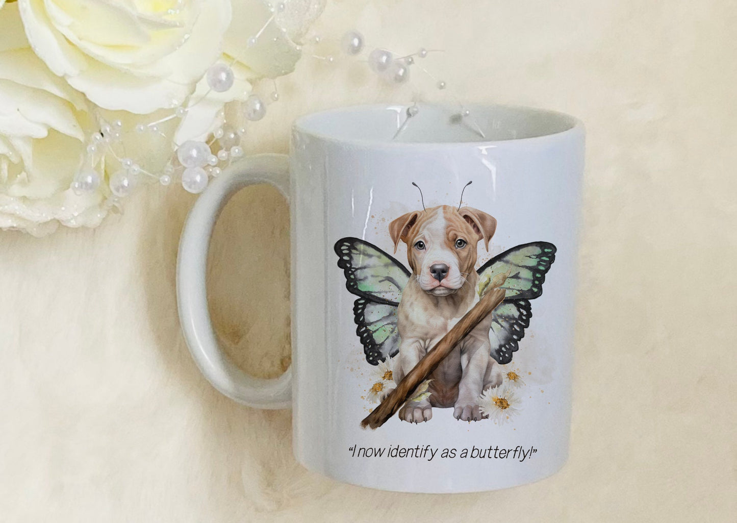 XL bully in disguise Mug, I now Identify as a butterfly, XL Bully mug, dog lover gift idea, xl bully support, - Theoadorables
