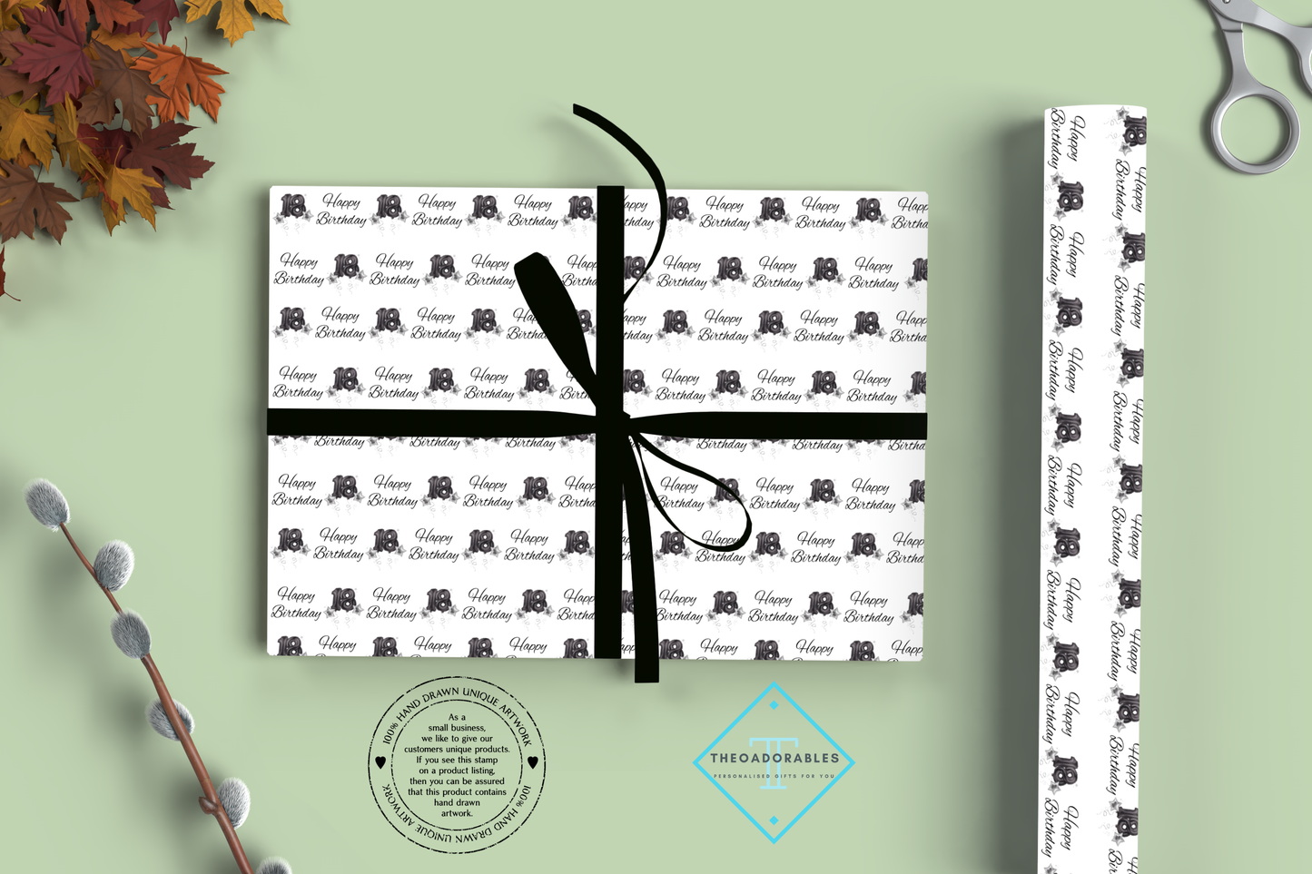 Black Balloon 18th Birthday Wrapping Paper