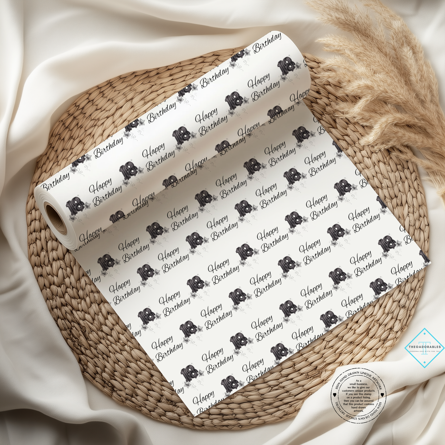 Black Balloon 18th Birthday Wrapping Paper