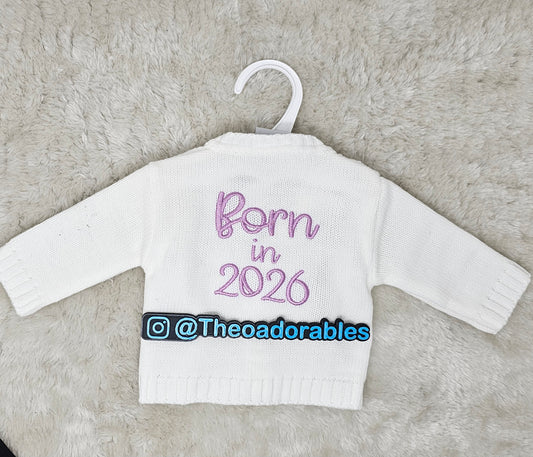 Born in 2026  Signature Embroidered Baby Cardigan