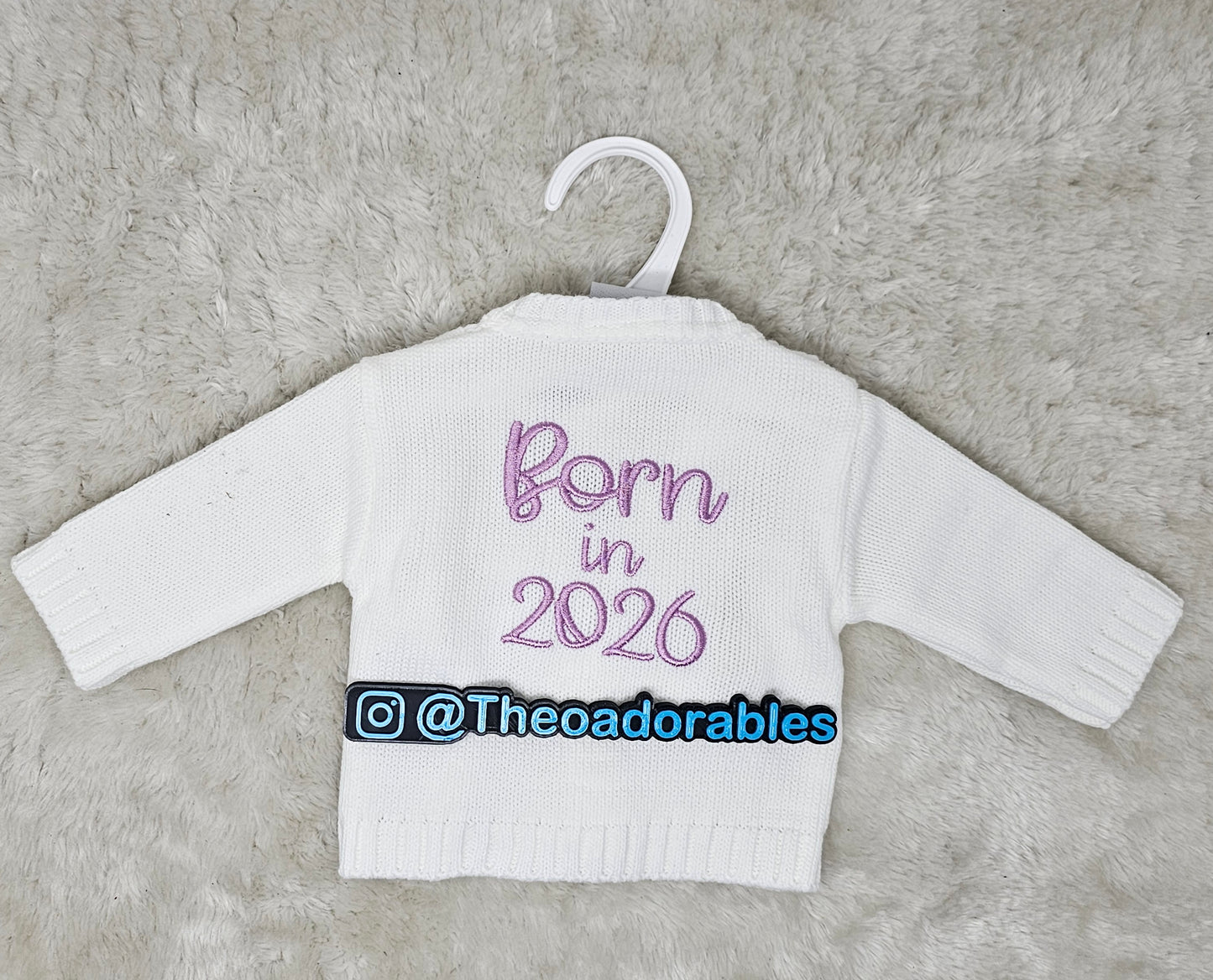 Born in 2026  Signature Embroidered Baby Cardigan