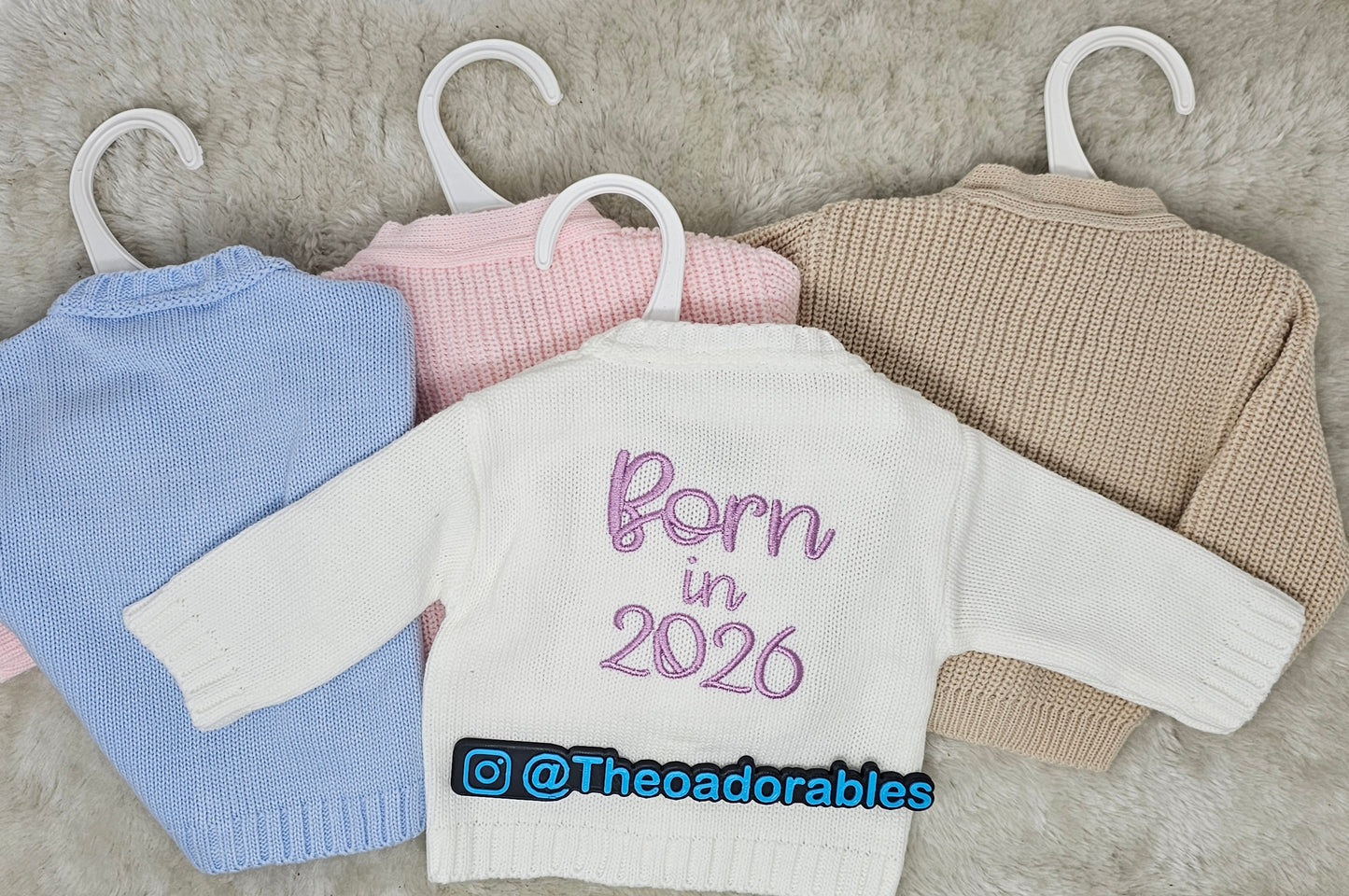 Born in 2026  Signature Embroidered Baby Cardigan