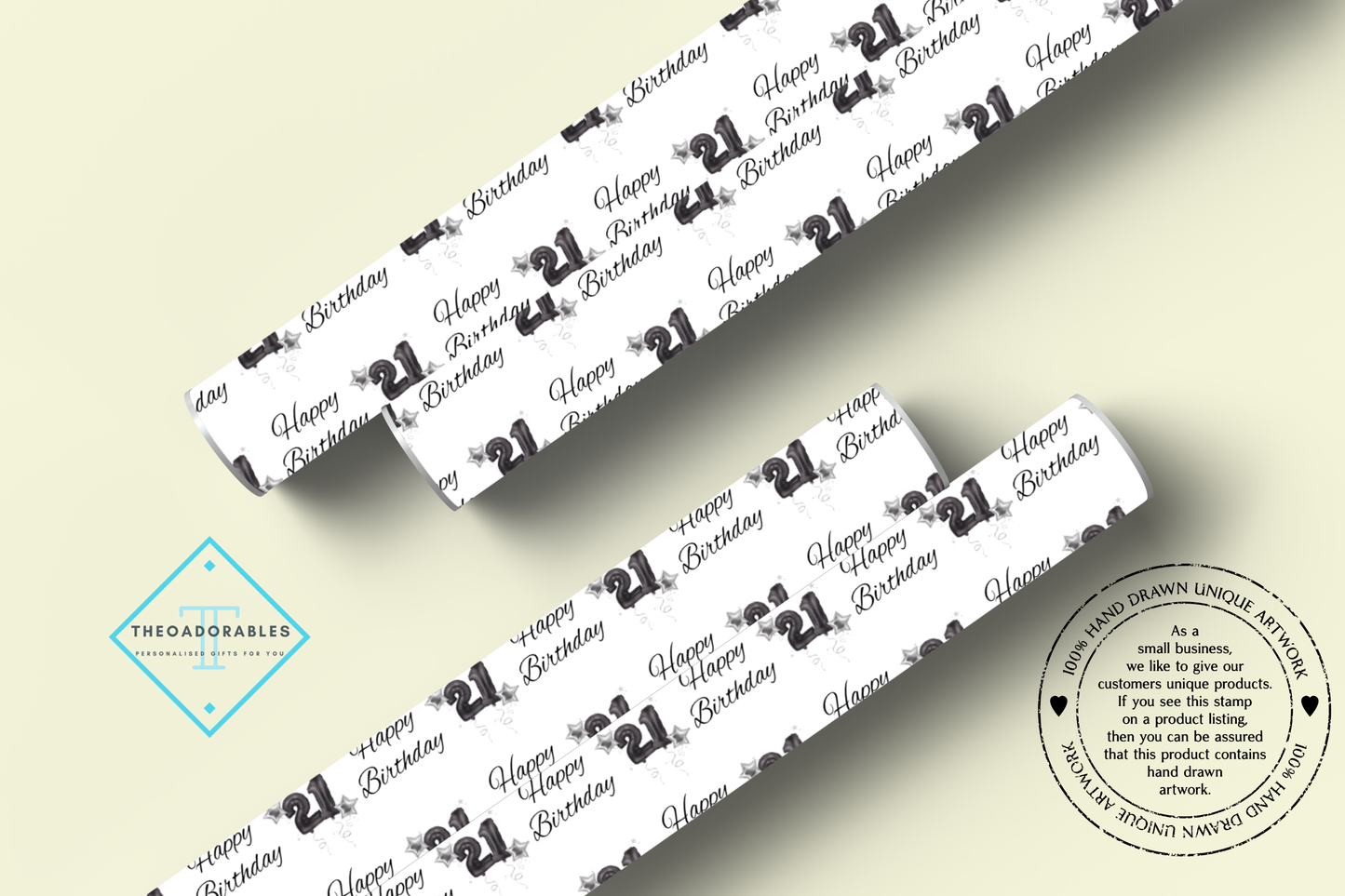 Black Balloon 21st Birthday Wrapping Paper