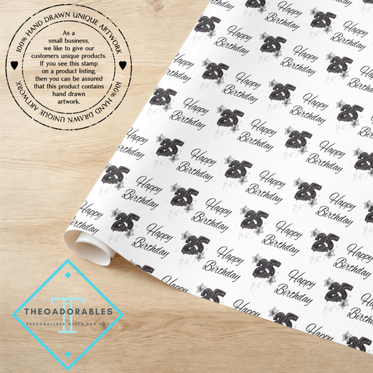 Black Balloon 25th  Birthday Wrapping Paper
