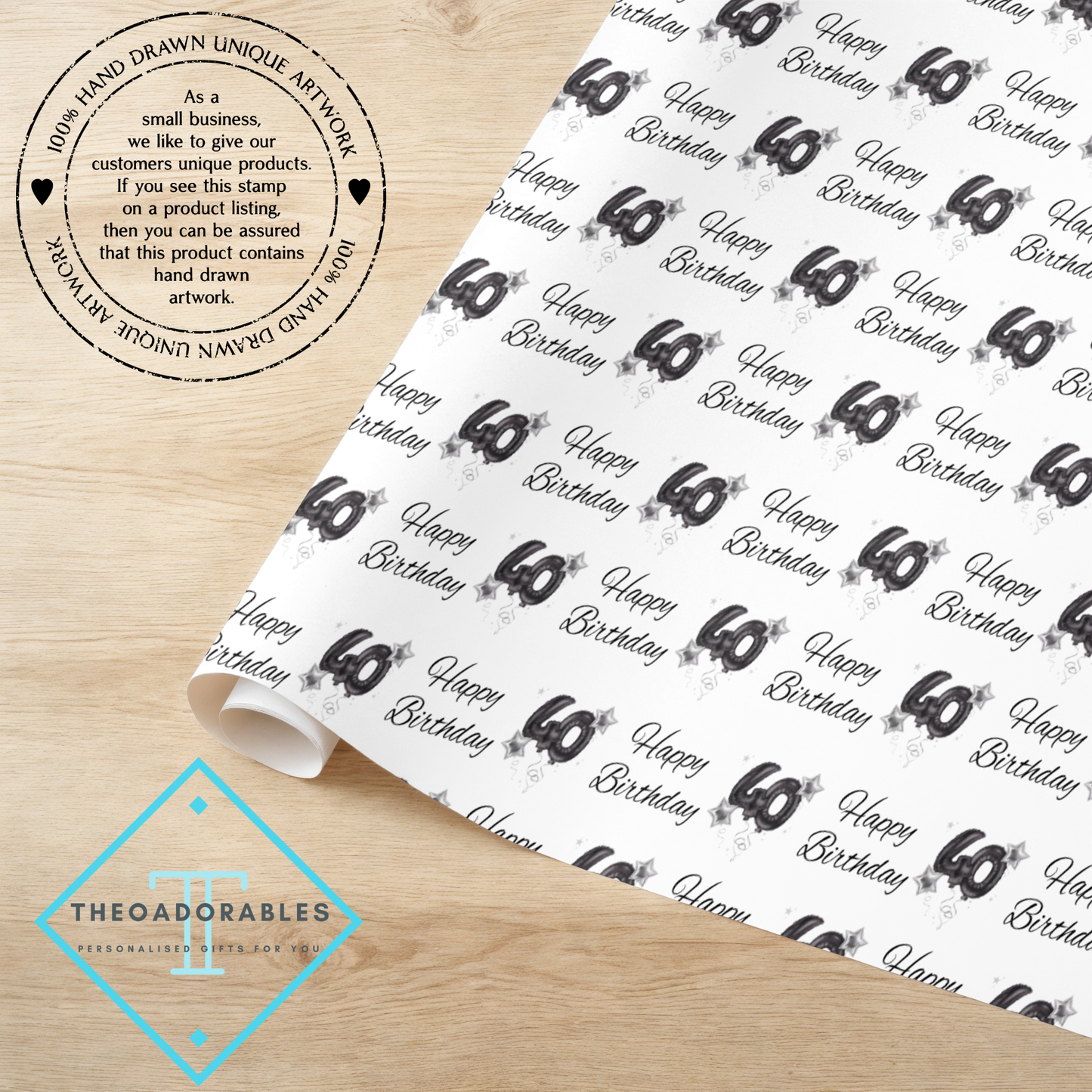 Black Balloon 40th  Birthday Wrapping Paper