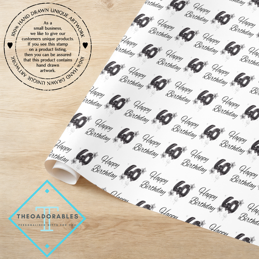 Black Balloon 40th  Birthday Wrapping Paper