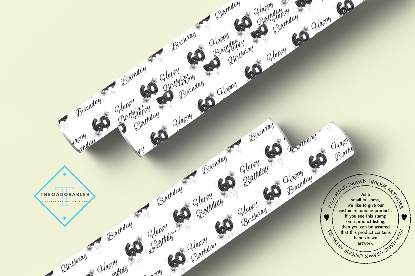 Black Balloon 60th  Birthday Wrapping Paper