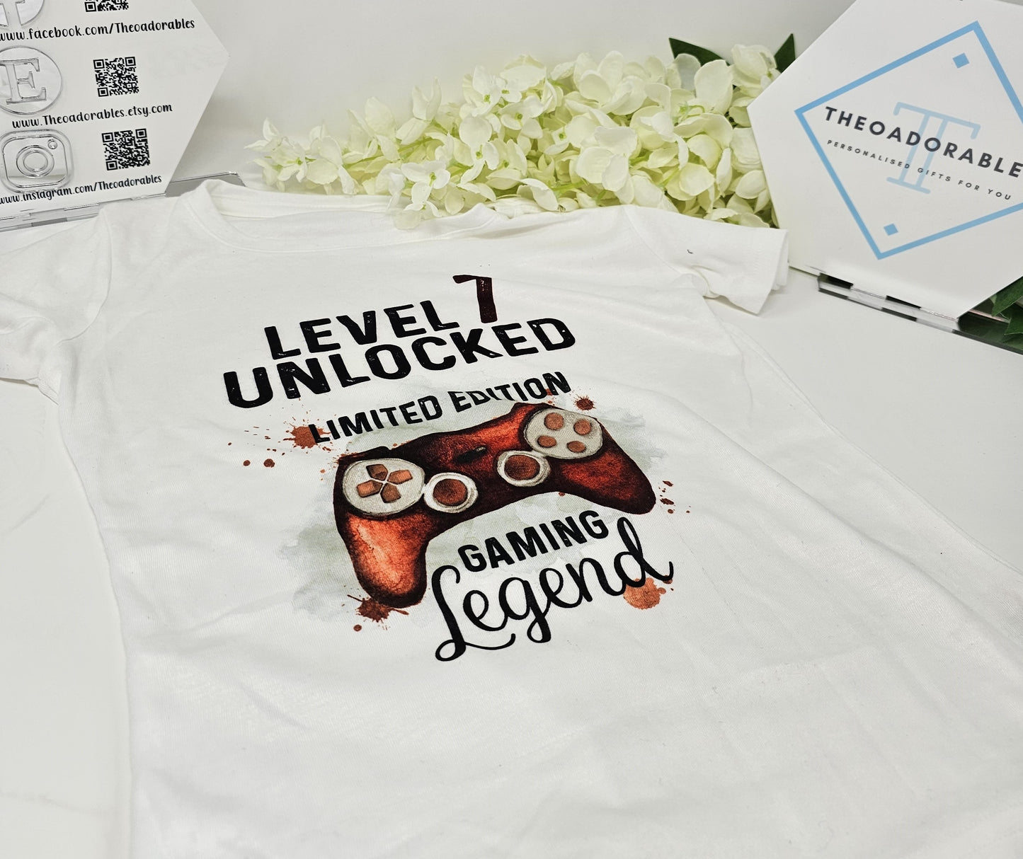 Level 7 Unlocked - Blue Game Controller T-shirt Age 7- 8Yrs