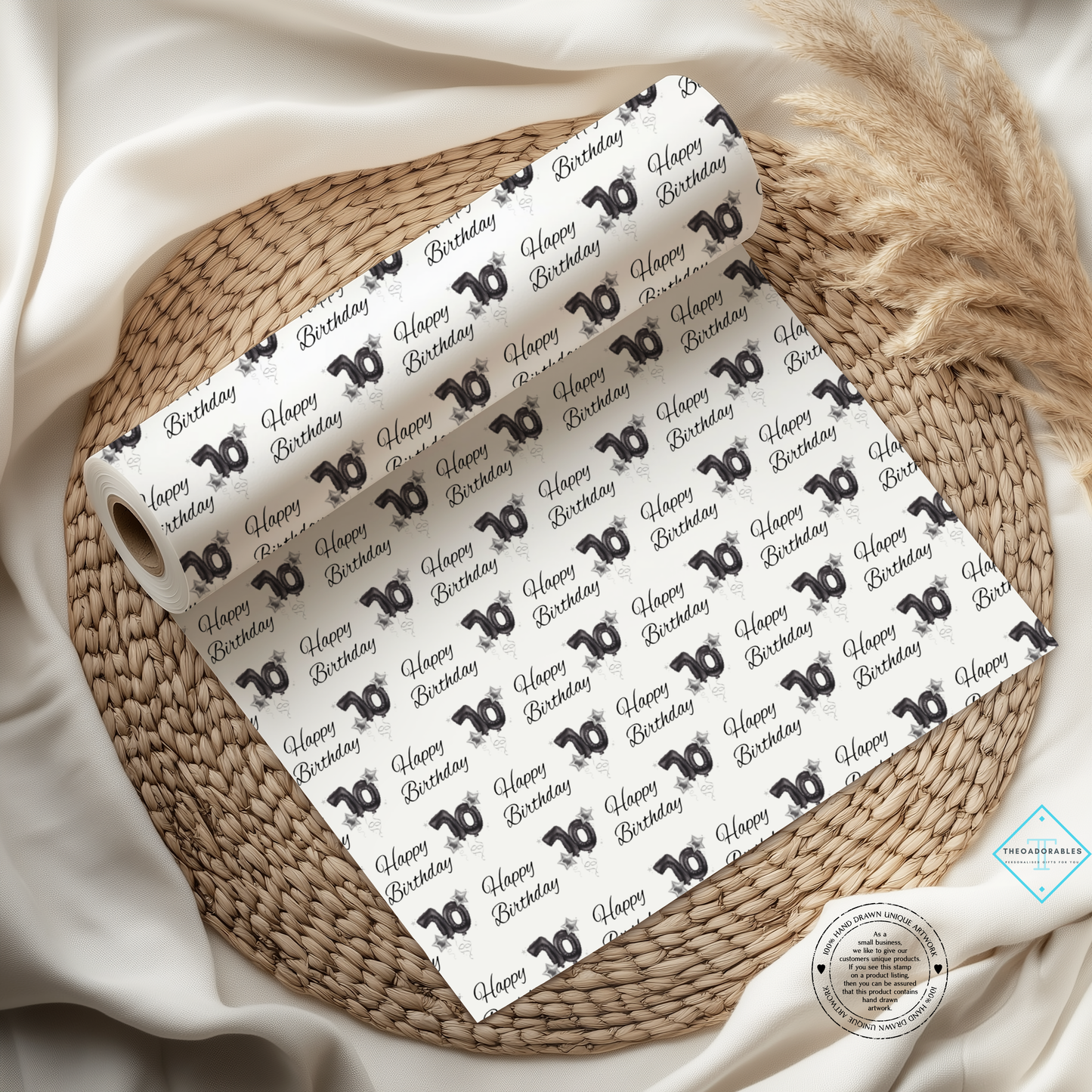 Black Balloon 70th  Birthday Wrapping Paper