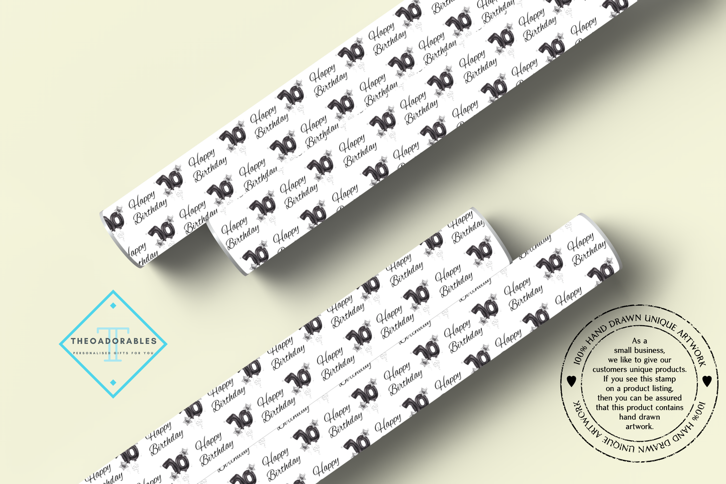Black Balloon 70th  Birthday Wrapping Paper