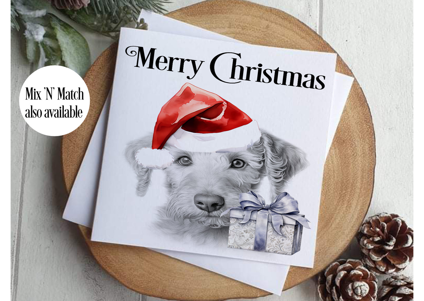 Bedlington Terrier Christmas Card
