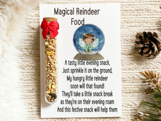 Magical Reindeer Food with Boy In Snow Globe - Blue