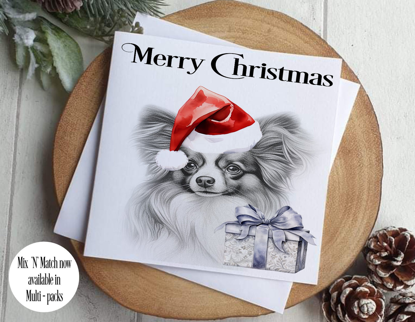 Papillon Christmas Card