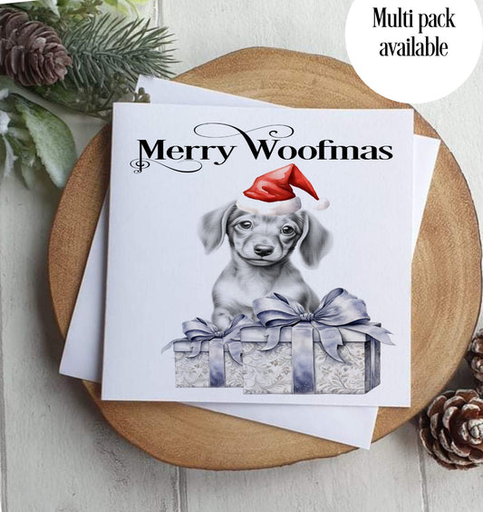 Baby Dachshunds Merry Woofmas - single