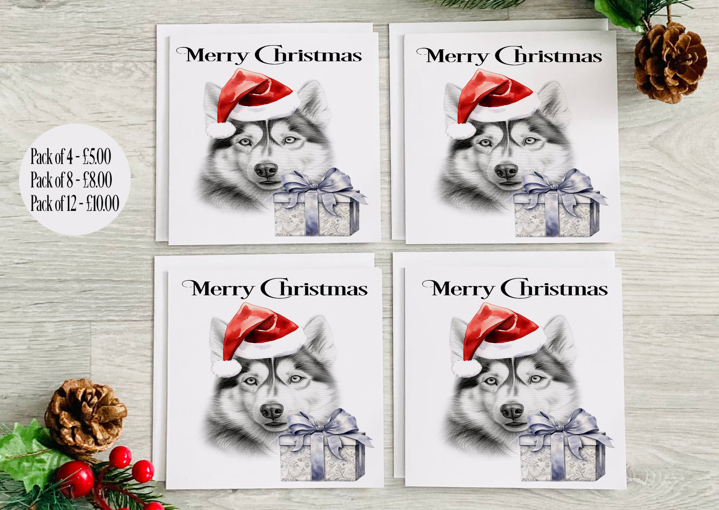 Siberian Husky Christmas Card