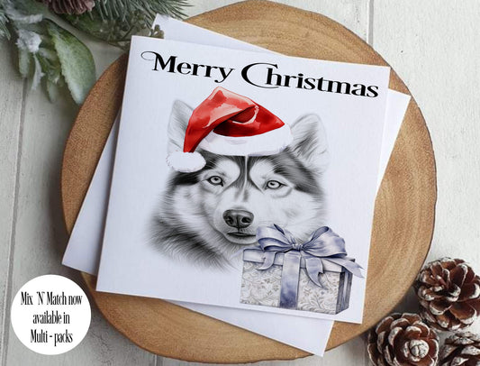 Siberian Husky Christmas Card