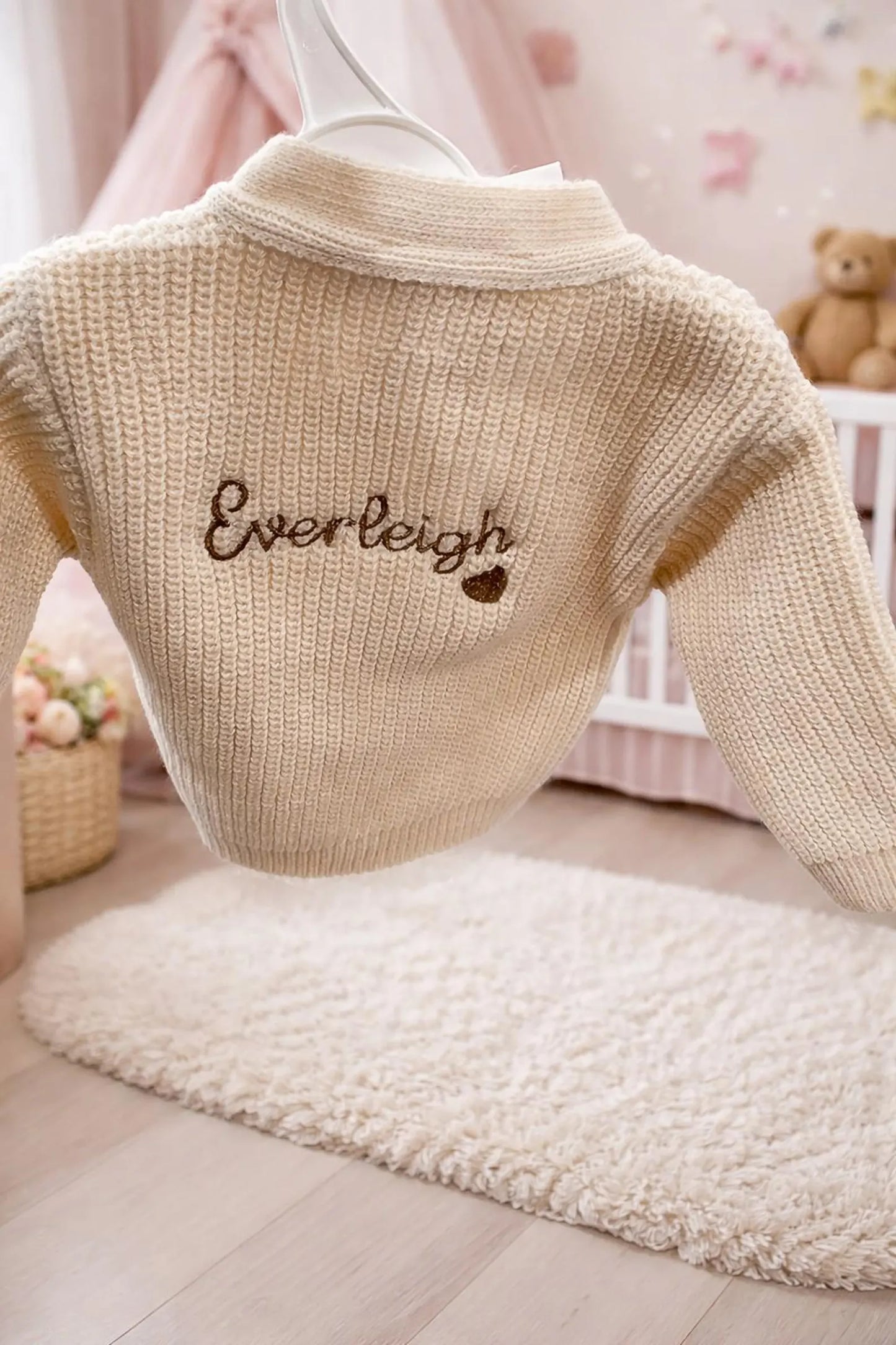 Personalised Embroidered Knitted Cardigan, Baby Shower, New Born Gift, Hospital bag outfit and announcement gift.