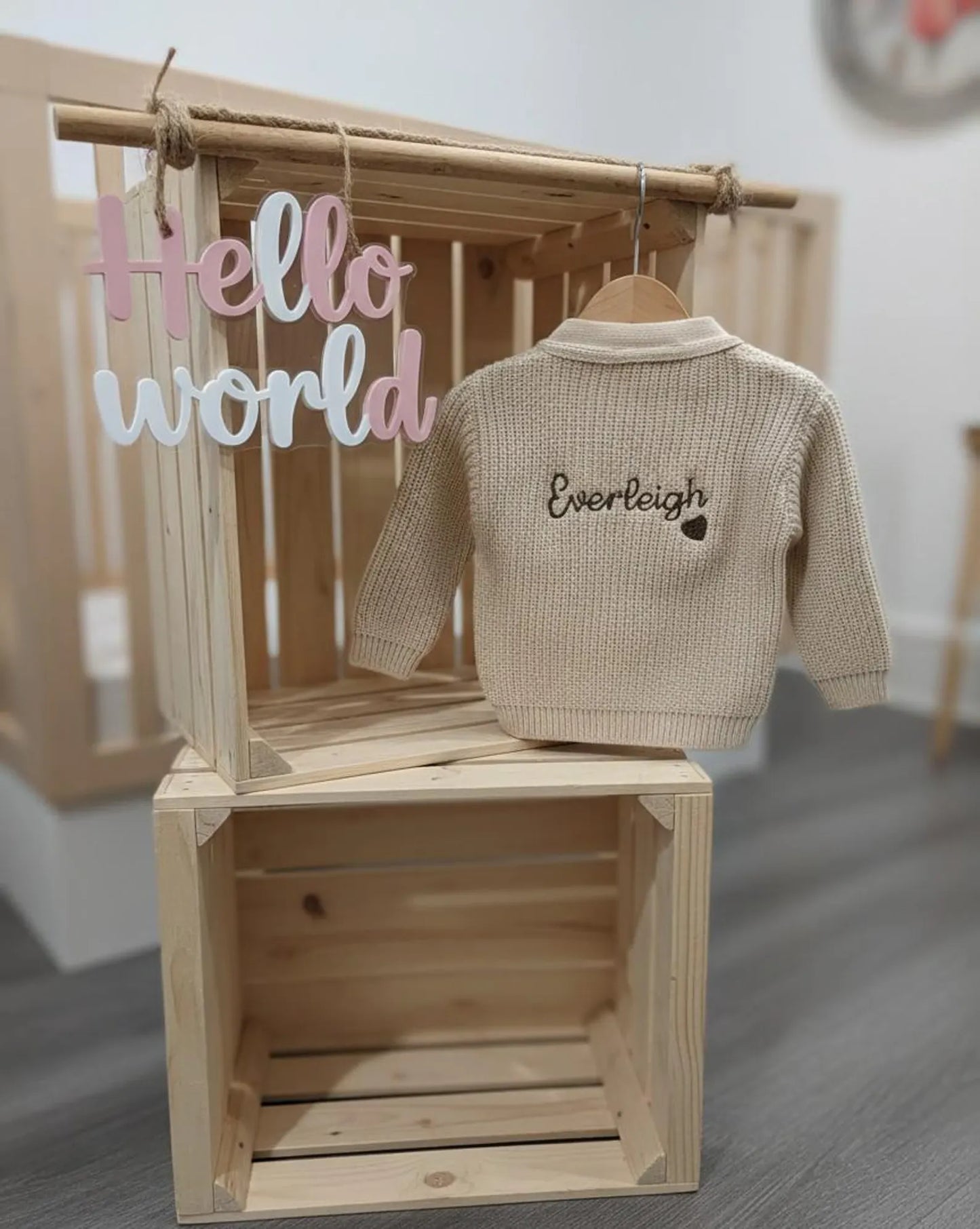 Personalised Embroidered Knitted Cardigan, Baby Shower, New Born Gift, Hospital bag outfit and announcement gift.