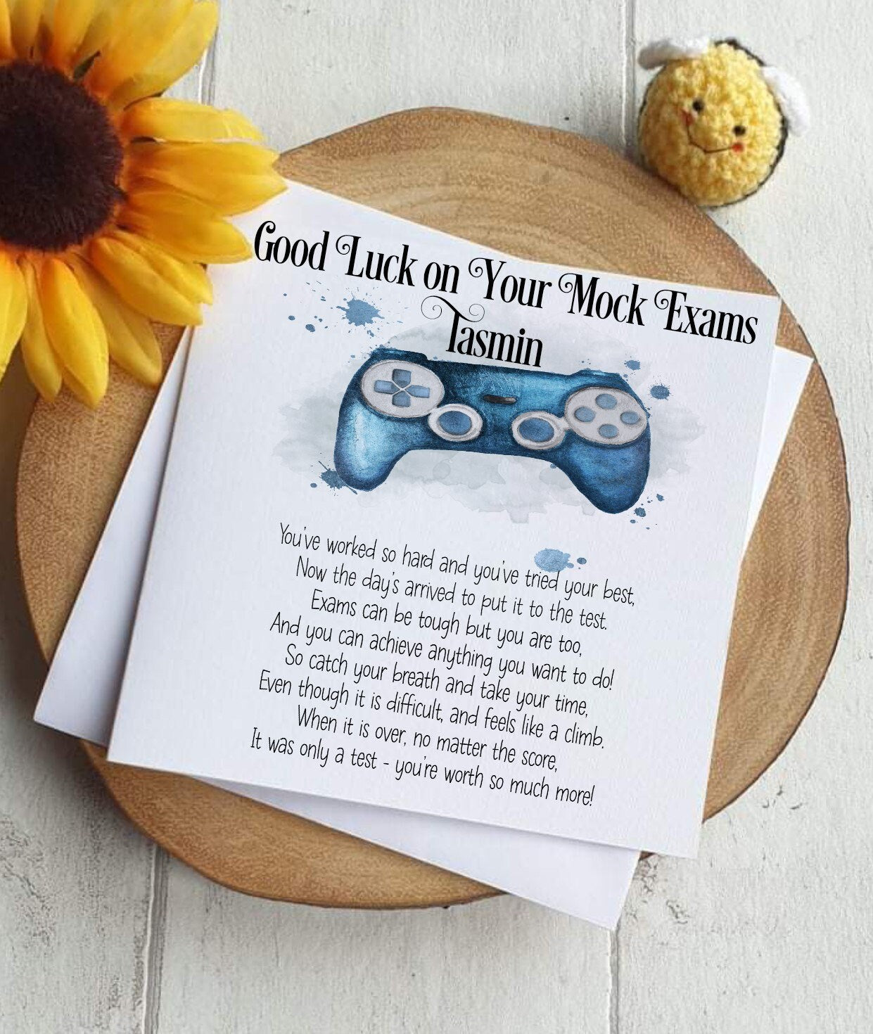Good Luck GCSE Mock Exams with a Gaming Controller, Personalised Good Luck Card for GCSE/A-Level Mocks, Good Luck Exam Cards - Theoadorables