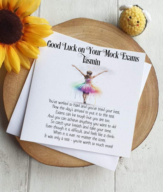 Good Luck GCSE Mock Exams with a Rainbow Girl Image, Personalised Good Luck Card for GCSE/A-Level Mocks, Good Luck Exam Cards - Theoadorables