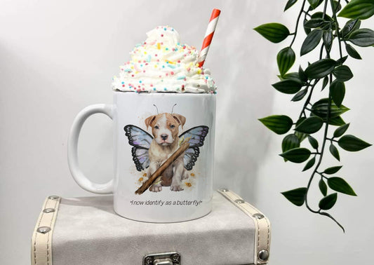 XL bully in disguise Mug, I now Identify as a butterfly, XL Bully mug, dog lover gift idea, xl bully support, - Theoadorables