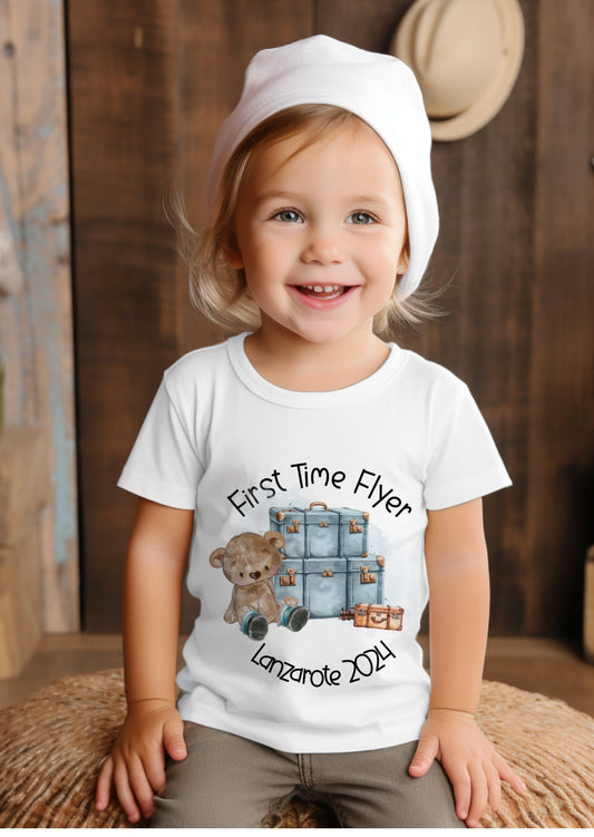 First time flyer T-shirt, Adventures of a Travelling Bear shirt, First Holiday, First Flight, Holiday keepsakes, Kids Airport Outfit. - Theoadorables